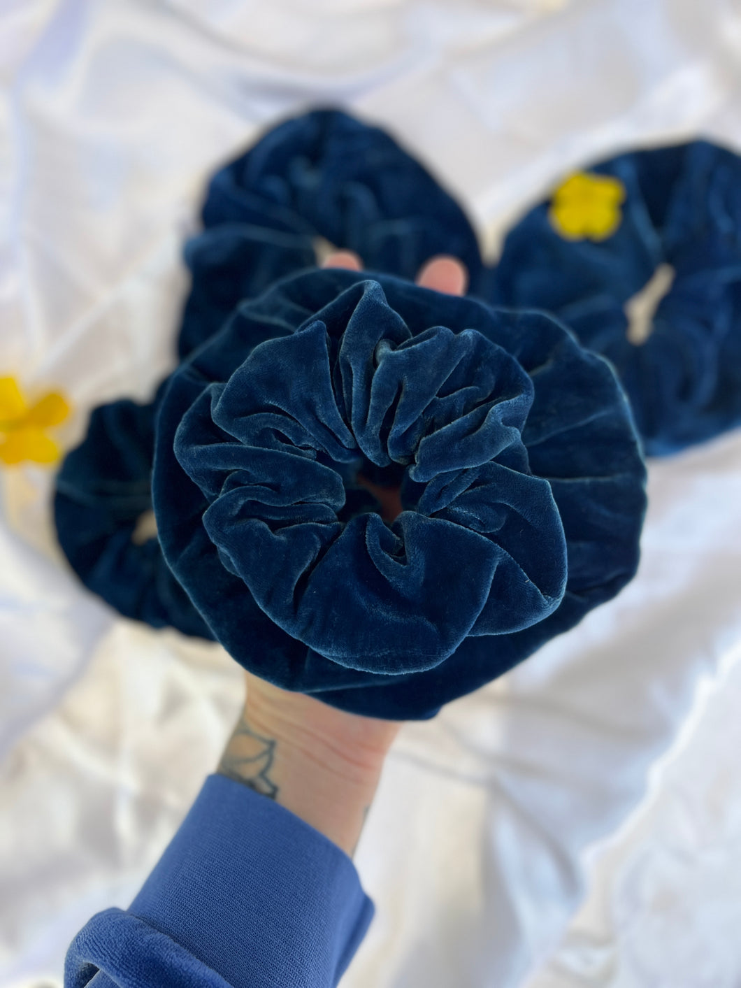 Indigo Silk Velvet Scrunchie