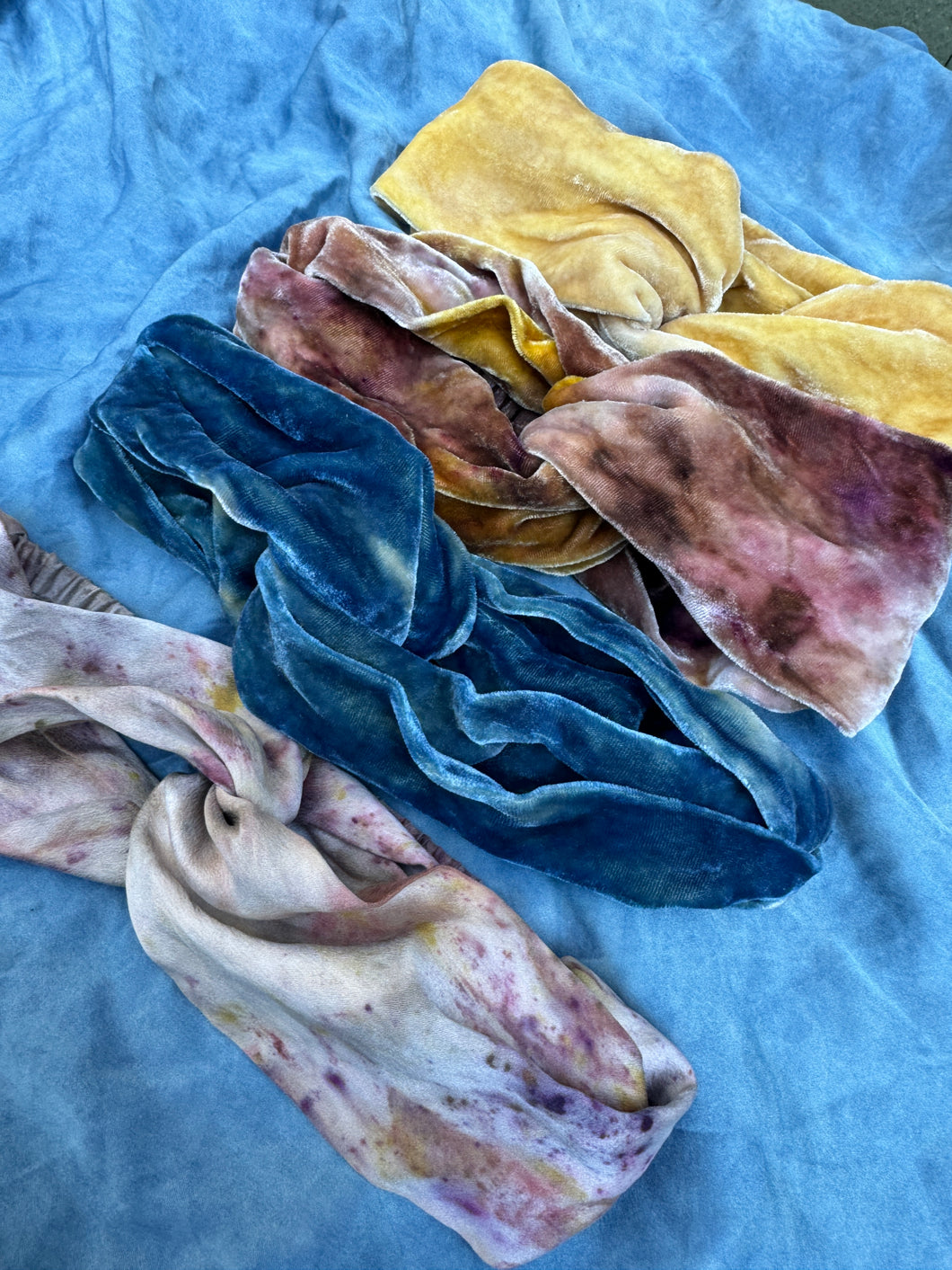 Pure Silk/ Silk Velvet Plant Dyed Headband - XS Size/ Kids