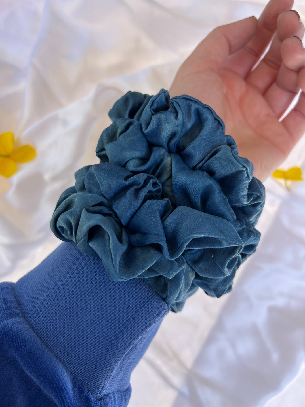 Indigo Silk Scrunchie