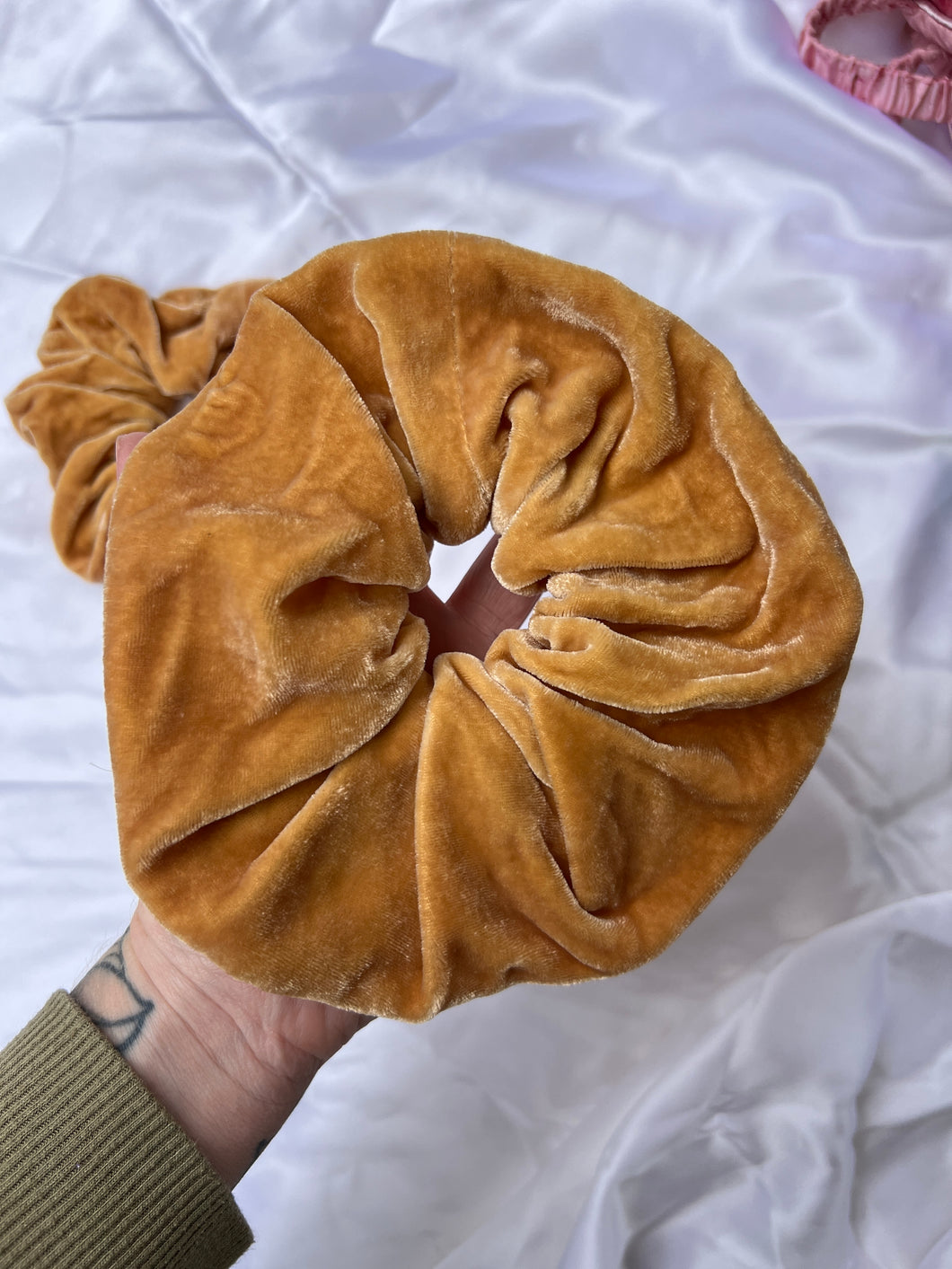 Ochre Silk Velvet Scrunchie