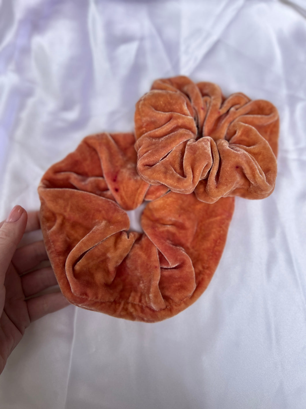 Golden Peach Silk Velvet Scrunchie