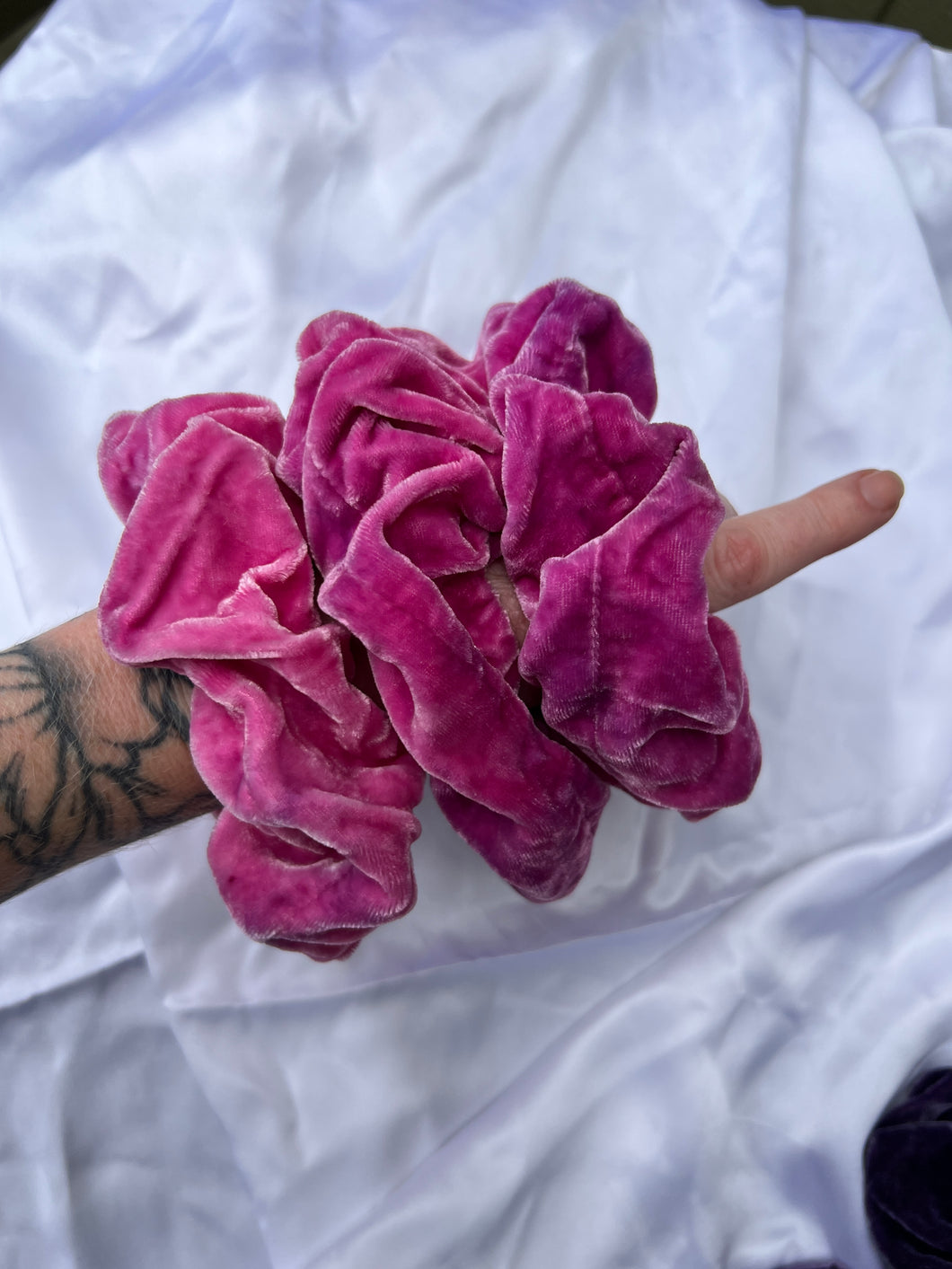 Cochineal Silk Velvet Scrunchie