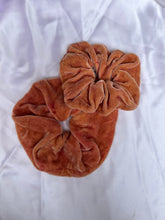 Load image into Gallery viewer, Golden Peach Silk Velvet Scrunchie
