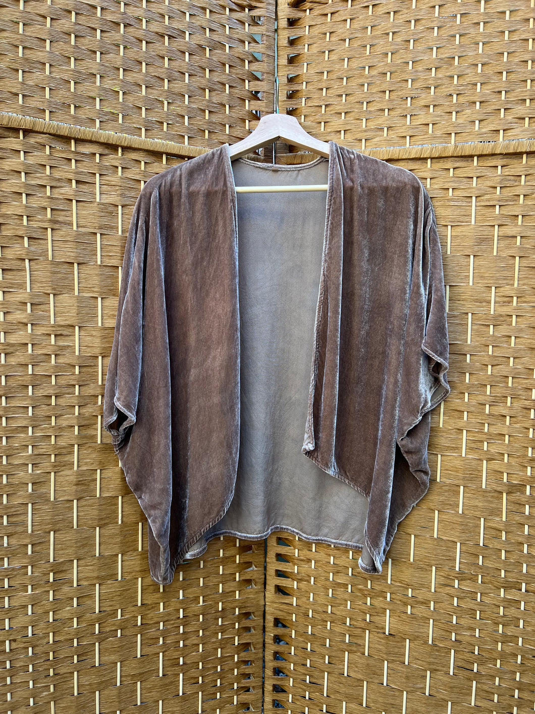 Mushroom - Silk Velvet Shrug - size M