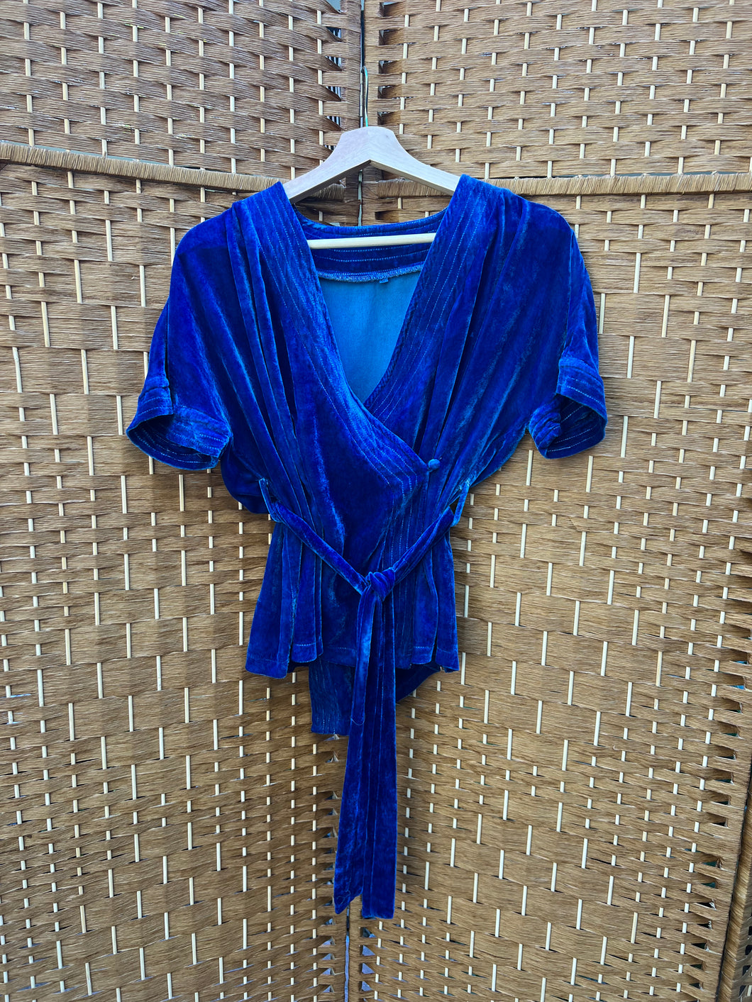 Indigo - Silk Velvet Tie Top - size M